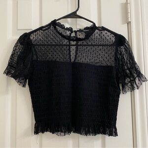Forever 21 Black Sheer Lace Blouse